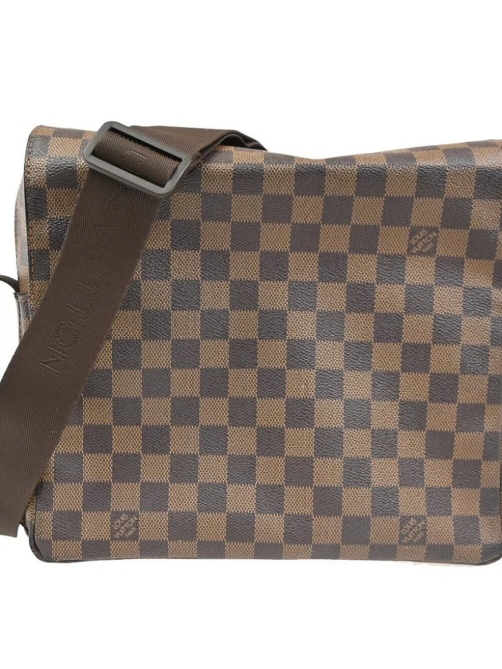 LOUIS VUITTON Naviglio Shoulder Bag Damier Ebene Leather Brown N45255 77TA691